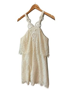 DO+BE White Lace Halter Dress Small NWT Boho Bridal Shower Rehearsal Dinner